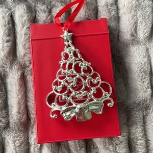 NEW- Lenox Silverplate Sparkle and Scroll Clear Crystal Tree Ornament